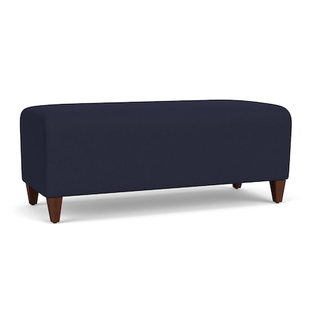 Siena Lounge Reception Loveseat Bench, Walnut, OH Navy Upholstery